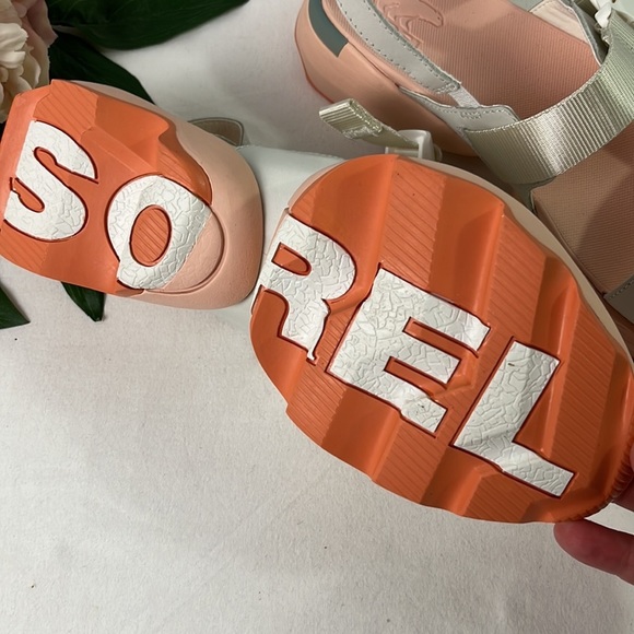 NWOB Sorel Sea Salt & Peach Blossom Leather Kinetic Impact Sling Sandal Size 9 - Picture 5 of 7